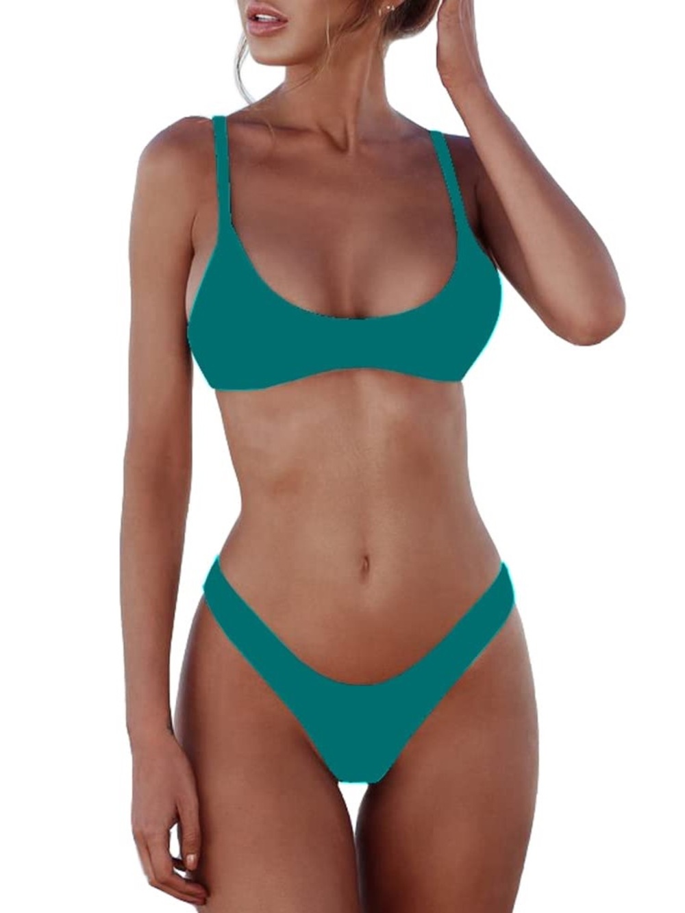 Sherry DC Two Piece Thong Bikini Swimsuit Women’s Size M Teal Sexy